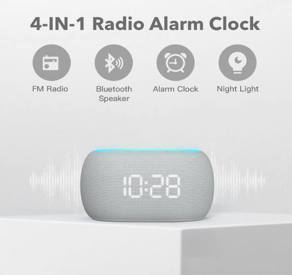 Radio reloj despertador digital con altavoz Bluetooth